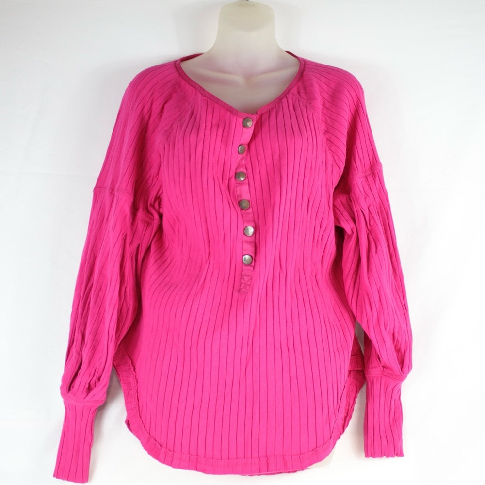 Free People Movement Pink Long Sleeve Button Up Shirt Top Size Womens Size XS